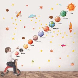 Kids' Toy Stickers Colourful Space Planet Stars DIY Wall Sticker Home Baby Children Room Cartoon Mural Decals Self-adhesive Decorative Home Decor