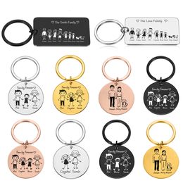 Personalised Family Keychain Engraved Family Gifts for Parents Children Present Keyring Bag Charm Families Member Gift Key Chain