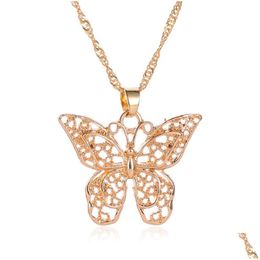Pendant Necklaces New Shiny Butterfly Necklace Ladies Exquisite Clavicle Chain Jewellery For Gift Drop Delivery Pendants Dhepy