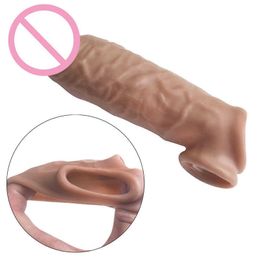 18 Adult Sex Toys For Man Silicone Enlargement Penis Sleeve Extender Realistic Reusable Sleeves Delay Ejaculation Intimate Goods