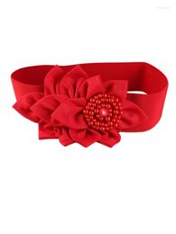 Belts 6CM Wide Waistband Large Size Girl Flower Decorative Coat Versatile Long Women Red Black Elastic Belt Dress Fashion Waist Cover
