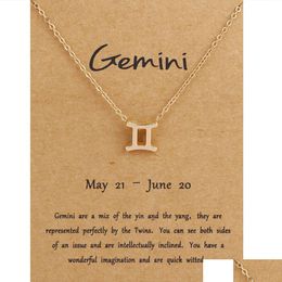 Pendant Necklaces Fine Nonfading Environmental Protection Necklace Real Gold Plated Twee Constellation Jewellery Gift For Men Women Dr Dh4X9