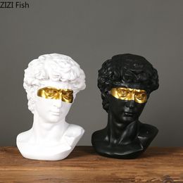 Decorative Objects Figurines Gold Plated Mask David Statue Artwork Character Resin Sculpture Desk Ornaments Portrait Figures Living Room Decoration 230515