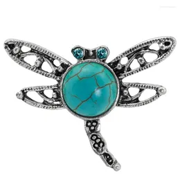 Cluster Rings FYJS Unique Silver Plated Dragonfly Shape Resizable Finger Ring Green Turquoises Stone Insect Jewellery