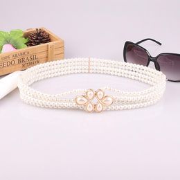 Belts Pearl Elastic Rhinestone Flower Class Slender For Women Waist Decorative On Ladies Kid Wedding Dress Coat Accessories