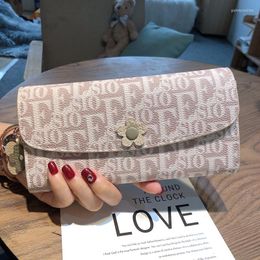 Wallets Genuine Leather Long Women Fashion Appliques Cowhide Envelope Purse Letter Print Clutch Billfold Birthday Christmas Gift