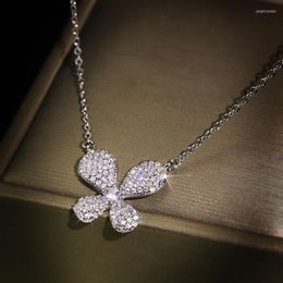 Chains Full Zircon Butterfly Necklace 925 Silver Clavicle Exquisite Versatile And Simple Wedding Party