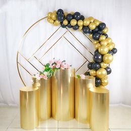 Party Decoration No Circle)5pcs/set)wedding Metal Pedestal Columns Cakes Baby Shower Decor Gold Plinths Cylinder Stands For Backdrop 2047