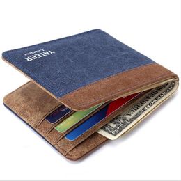 Wallets Super Thin 2023 Vintage Short Men Transverse Multi Card Vertical Coin Purse Canvas Wallet For Students Teenager