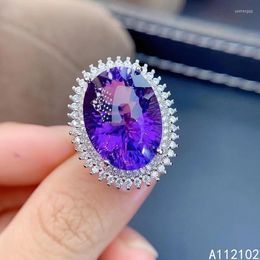 Cluster Rings KJJEAXCMY Fine Jewellery 925 Sterling Silver Inlaid Natural Amethyst Girl Ring Support Test Chinese Style