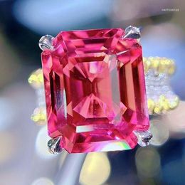 Cluster Rings HN Fine Jewellery Pure 18K Gold Natural Red Tourmaline 13.68ct Gemstones Diamonds Gift Female For Women Ring