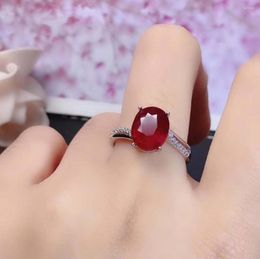 Cluster Rings Natural And Real Red Ruby Ring 925 Sterling Silver For Wedding