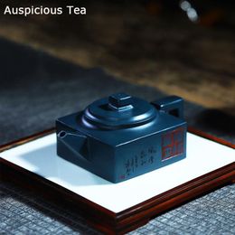 Teaware 280ml Yixing Handmade Tea Pot HighEnd Purple Clay Teapot Raw Ore Azure Mud Kettle Chinese Tea Ceremony Customized Teapot