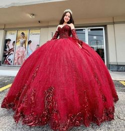 Mexican Girls Birthday Quinceanera Dresses 2023 Sequin Applique Sweetheart Sweet 16 Party Dress Vestidos De 15 anos