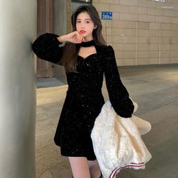 Casual Dresses Midi Women Sexy Slim Design Girls Creativity Autumn Spring Folds Simple Chic Pure Club Ulzzang Leisure Vestidos