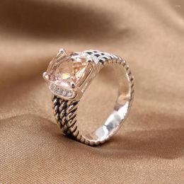 Cluster Rings JADE ANGEL 925 Sterling Silver Ring 10 8mm Morganite Agate Brand Jewellery Party Women's Birthday Gift