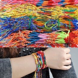 Chain 100Pcs Set Rainbow Colour Mix Braid Friendship Bracelets for Women Jewellery Gift DIY Handmade Rope Bangles Random Colour 230512