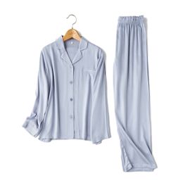 Women's Sleepwear Women Pyjamas 100% Viscose Pyjamas Set Female Long-sleeved Sleepwear Ladies Nightwear Soft Two Piece Homewear For Woman 230515