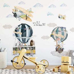 Kids' Toy Stickers Cartoon Hot air balloon Wall Stickers for Kids rooms Nursery Bedroom Self-adhesive Wall Decals Airplane Sticker Home Decor