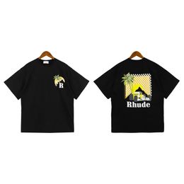 Rhude Designer Brand T Shirts Rhude Mens Womens Summer Breathable T Shirt Beach Tshirts Coconut Seaside Graphic Tees Shirts Tops Clothes Couple Rhude T Shirts 692