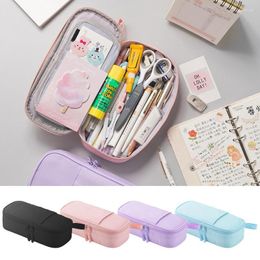 Large Bilayer Capacity Pencil Case Kids Pouch With Clamping Slots Stationery Bag For Teens Girls Boys School Supplies