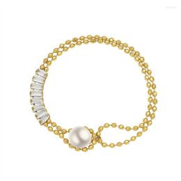Link Bracelets Korean Style Imitation Pearls Chain For Women Female Trendy Double Layers Stainless Steel Jewellery Friends Gift