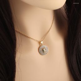 Chains Domineering Delicate Shiny Cubic Zircon Blue Eyes Cheetah Pendant Necklace Women Hip Hop Animal Style Copper Tone Jewellery Gifts