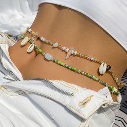 Belts Elegant Vintage Summer Beach Vacation Belly Chains Bohemia Beaded Waist Chain Shell Stone Waistband Body Jewellery