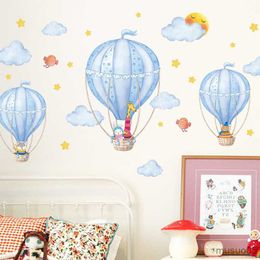 Kids' Toy Stickers Hot Air Balloons Wall Stickers DIY Cartoon Clouds Wall Decals for Kids Rooms Baby Bedroom Kindergarten Nursery Home Decoration