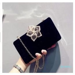 Red Black Velet Rhinestones Evening Bag Wedding Purse Finger Ring Diamonds Chain Shoulder Handbags Crystal Evening Bag