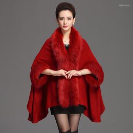 Scarves Winter Luxury Shawl Women Wave Faux Fur Cape Coat Knitting Cardigan Imitation Cashmere Party Cloak Outwear