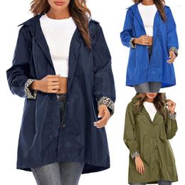 Women's Trench Coats Women Jackets Outdoor Active Lightweight Hooded Waterproof Solid Colour Long Raincoat Coat Windbreaker