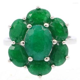 Cluster Rings 20x17mm SheCrown Real Green Emerald Red Ruby 925 Sterling Silver Ring For Women Fashion Fine Jewellery Daily Wear