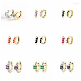 Hoop Earrings 925 Sterling Silver Ear Buckle Multicolor Rhinestone Series For Women Girls Zircon Charm Circle Earring Jewellery A3