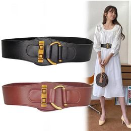 Belts Women Belt Dress Elastic Leather Vintage Luxury Designer Decor Black For