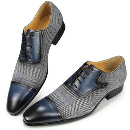 Successful Men Genuine Leather Shoes None Woven Elegant Stylish Designer Shoes for Mens Lace-up New British Casual Leather Shoes