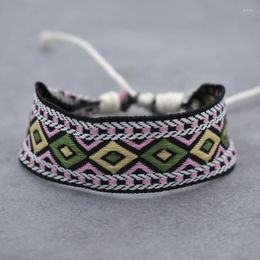 Charm Bracelets Ethnic Style Pattern Rope Braided Bracelet For Women Vintage Cuff Boho Jewellery Bohemian Pulseras Mujer Woven Gift