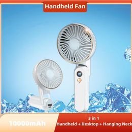 Fans Portable Usb Chargeable Mini HandHeld Fan Wireless Foldable Desktop Fan Rechargeable Air Conditioner with Power Bank and LED