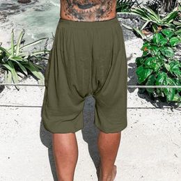 Men's Shorts Cargo For Men Summer Solid Color Casual Loose Elastic Waist Pocket Cotton Linen Beach Pants Us Swim Trunks MenMen's