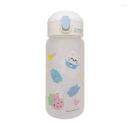 Water Bottles 450ML Cute Glass Straw Cup Children Girl Heart Frosted Cartoon Bottle For Girls Kawaii