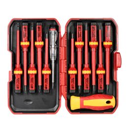Schroevendraaier 13pcs 1000V Screwdrivers Changeable Insulated Screwdrivers Set with Magnetic Slotted PhillipsTorx Bits Electrician Repair Tool