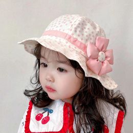 Hats Sweet Little Girl Fisherman Hat Spring Summer Princess Baby Flower Bow For Kids Sun Cap Bonnet Toddlers Windproof