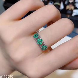 Cluster Rings KJJEAXCMY Fine Jewellery 925 Sterling Silver Inlaid Natural Gemstone Emerald Fashion Woman's Female Girl Miss Ring