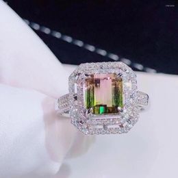Cluster Rings H1029 Tourmaline Ring Pure 18K Gold Natural Watermelon 2.79ct Gemstone Female For Women Fine