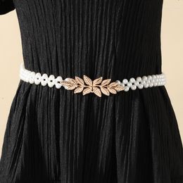 Belts Women's Pearl Waist Chain Rhinestone Decorative Belt Fashion Sweet Dress With Elastic For Women