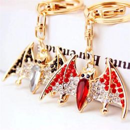 Keychains Creative Bat Keychain Crystal Animal Male Personality Car Key Ring Female Bag Pendant Accessories Charm Jewelry Chains