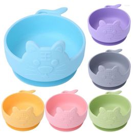 Bowls Silicone Baby Feeding Bowl Wheat Straw Plate Dish Tableware For Kids Waterproof Suction With Spoon Children Dishes