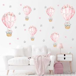 Kids' Toy Stickers Wall Stickers for Kids Room Sleep Elephant on Hot Air Balloon Wall Decals Baby Girl Room Bedroom Interior Wall Decor Stickers