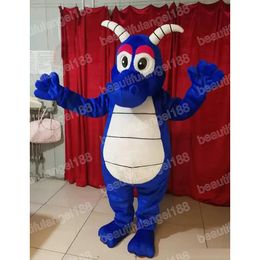 Christmas Blue dragon Mascot Costume Cartoon Character Outfit Suit Halloween Party Outdoor Carnival Festival Fancy Dress for Men Women