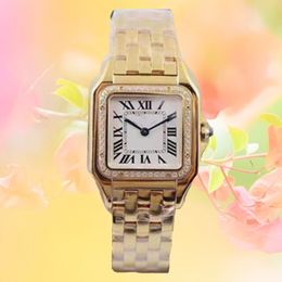 Luxury Gold watch Women movement watches Wristwatches Diamond Lady watches For Womens Valentine's Christmas Mothers Day Stainless Steel band Clock tank wristwatch